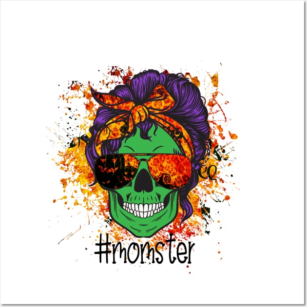 Mom of Mom of Monsters, Halloween Mom Life Skull Wall Art by PIIZ